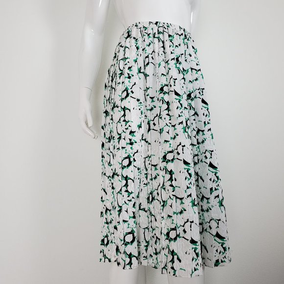 HELD Vintage 80's White Floral High Pleated Midi Skirt - Picture 2 of 8